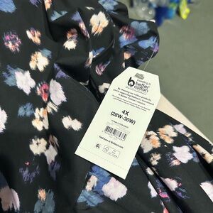 Time and Tru Black and Pink Floral Midi Dress